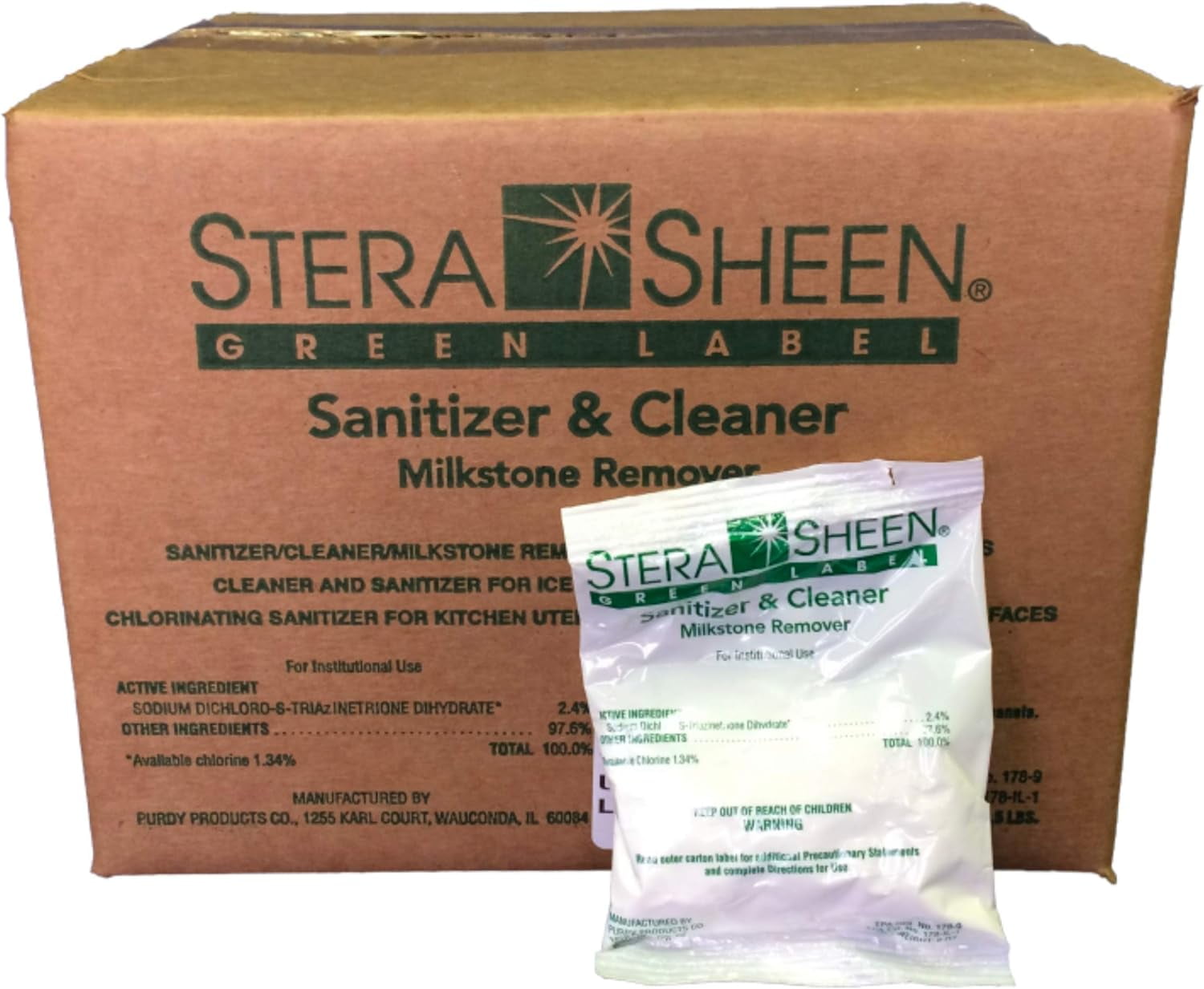 Sanitizer | 2 oz. Packets | Green Label Food Grade Cleaner & MilkStone Remover | SSG1002 by Purdy Products | Non-Corrosive Cleaner | Clean Soft Serve & Gelato Machines