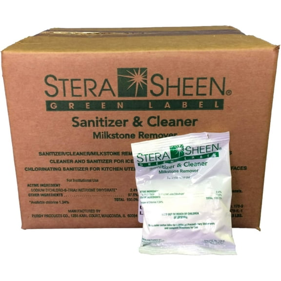 Sanitizer | 2 oz. Packets | Green Label Food Grade Cleaner & MilkStone Remover | SSG1002 by Purdy Products | Non-Corrosive Cleaner | Clean Soft Serve & Gelato Machines