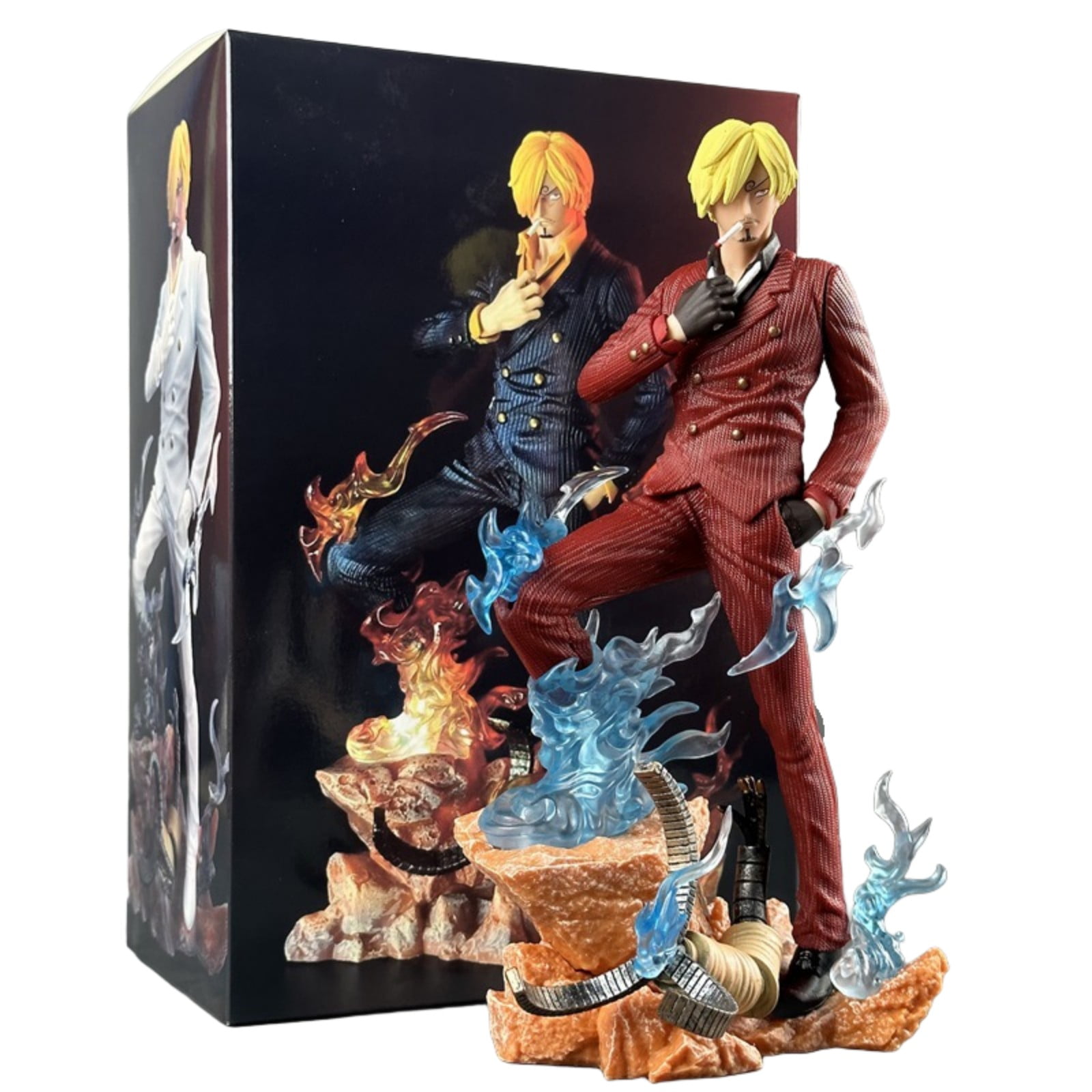 One Piece GK Vinsmoke Sanji Figurine Anime Modèle 28cm PVC Jambe Noire Sanji Bain De Sang