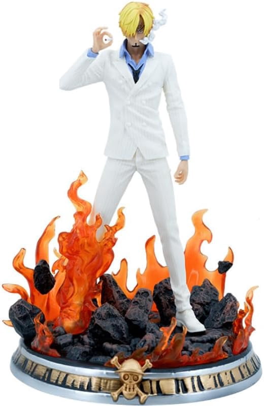 Sanji Figure Standing Base Fantasy Suit Sanji Figurine 36cm/14.1inch Anime Character Collection Game Character Statue Model Ornament Gifts (White)