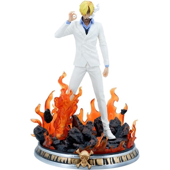 Sanji Figure Standing Base Fantasy Suit Sanji Figurine 36cm/14.1inch Anime Character Collection Game Character Statue Model Ornament Gifts (White)