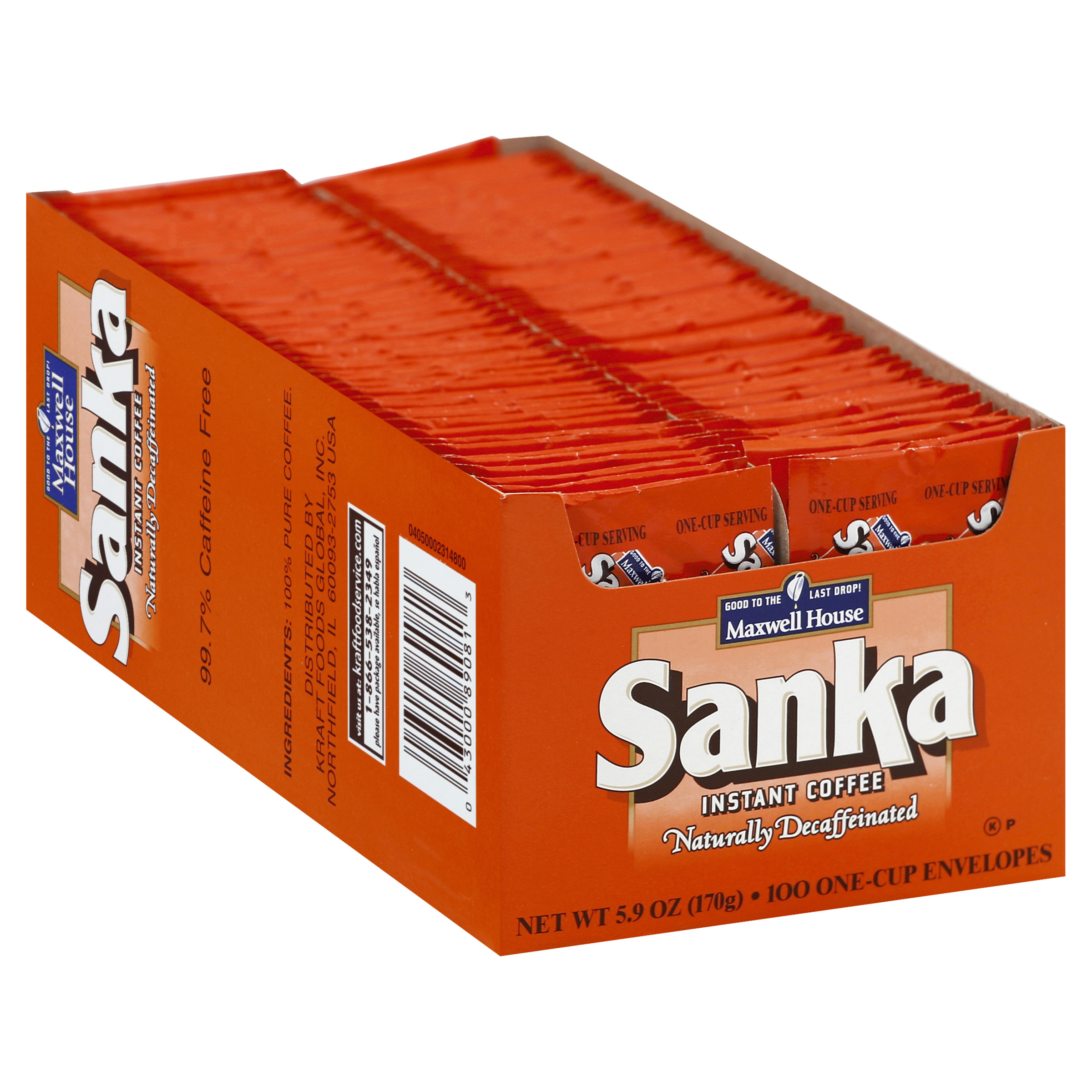 Sanka Decaf Instant Coffee Single Serve Packets, 100 ct Box - image 1 of 9