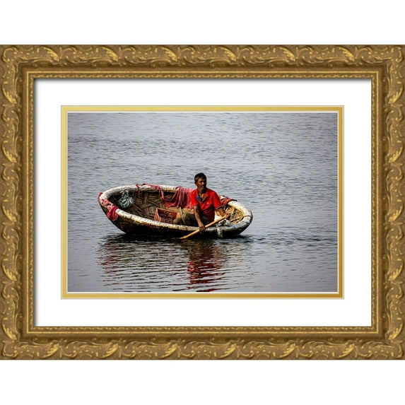 Sankar, Ravi 32x23 Gold Ornate Wood Framed with Double Matting Museum Art Print Titled - On Duty
