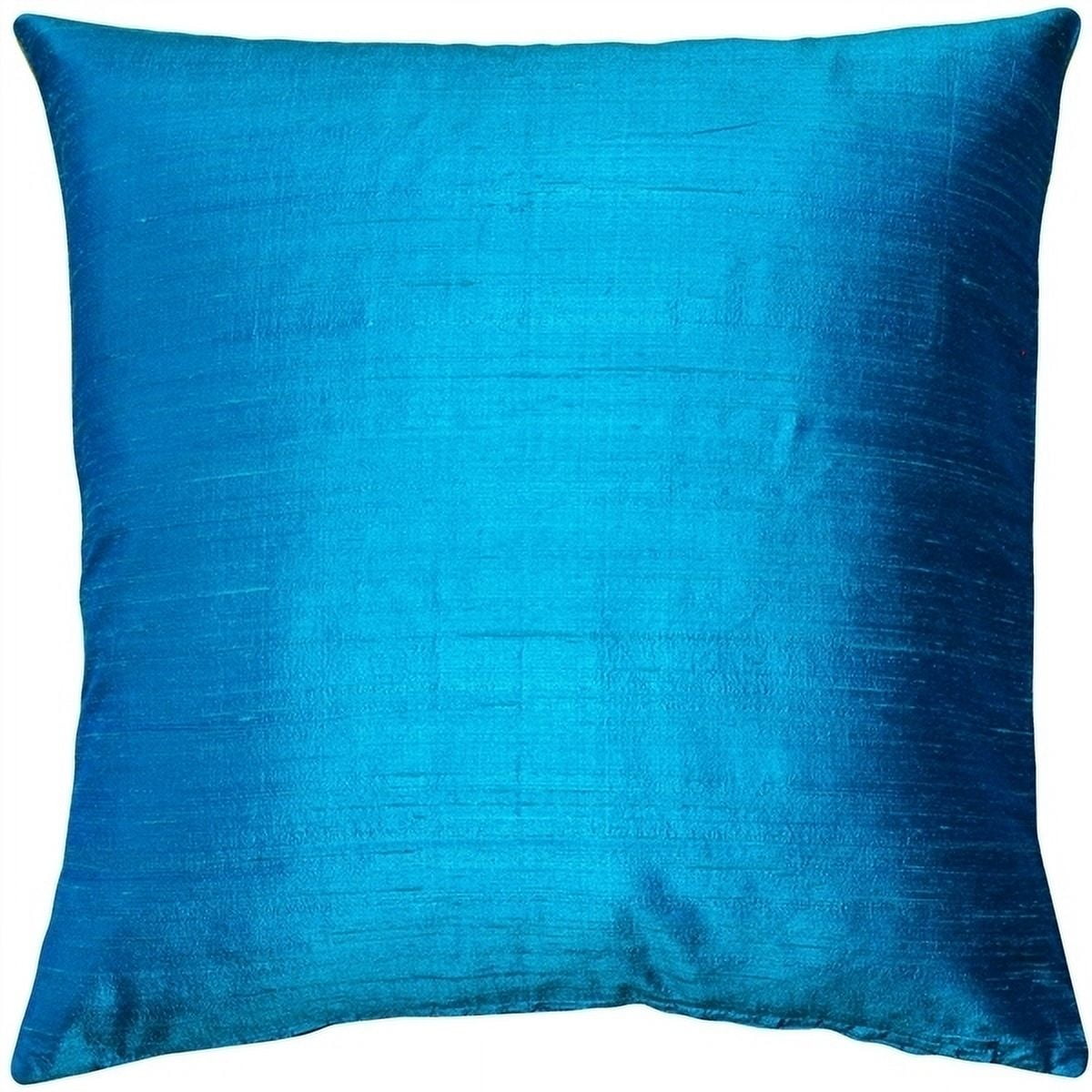 Peacock Blue 18" Square Dupioni Silk Throw Pillow