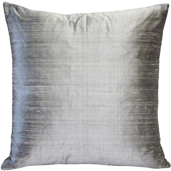 Silver Silk Square Throw Pillow with Polyester Insert