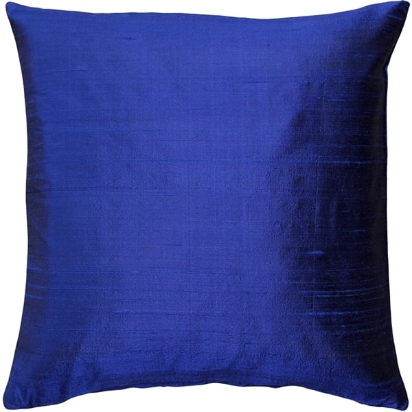 Ink Blue Dupioni Silk Square Throw Pillow with Insert
