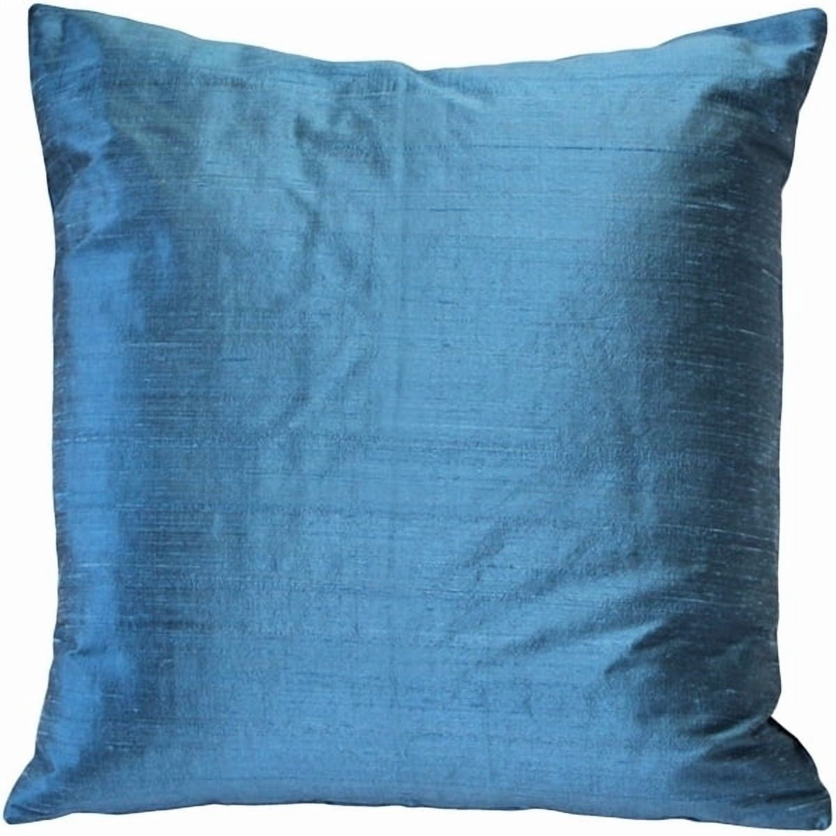 Sankara Marine Blue Silk Throw Pillow 20x20 Dupioni Square Decorative Cushion