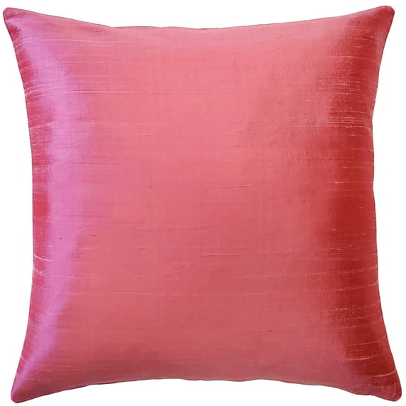 Sankara Rose Blush Silk Throw Pillow 18x18 inches Dupioni Square Complete Insert