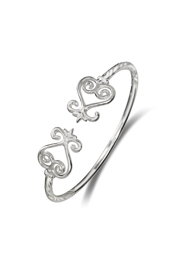 Sankofa Ends .925 Sterling Silver West Indian Bangles Silver Cuff Bracelets Handmade Bangle, 1 piece