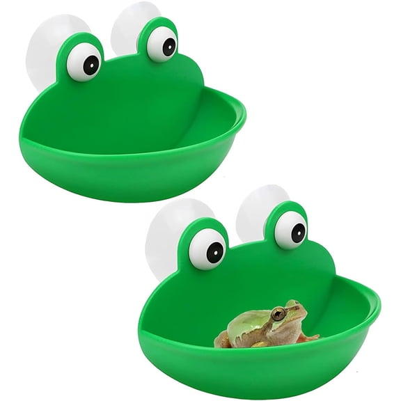 Sankoly 2 Pieces Frog Habitat with Suction Cup Lovely Suction Cup Soap Dish Holder for Fish Tank Aquarium Decoration/Kids Bathing/Small Item Storage, Plastic, Green