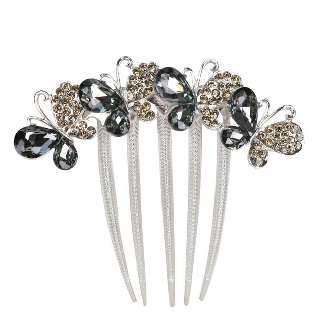 Sankuwen Women Rhinestone Inlaid Flower Hair Comb Hairpin Barrette Accessory