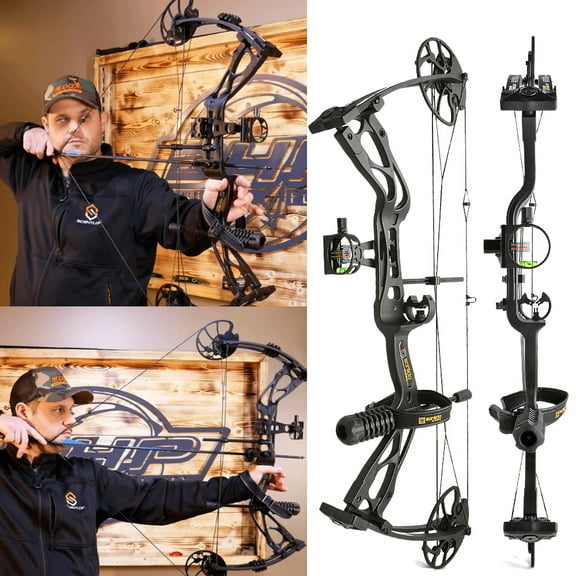 Sanlida Archery Compound Bow Dragon X8 with 3pcs Arrows Kit for Adults and Teens Hunting- Black