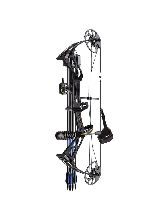DragonX8 RTH Compound Bow Package, Black, Adjustable 18”-31” Draw Length, 0-70lbs Draw Weight, 310 FPS