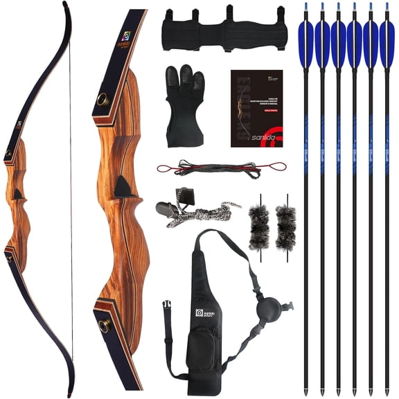 Sanlida Eagle X9 New 58” RTH Standard Hunting Recurve Bow and Arrow Set for Adults and Hunters, Wooden Takedown Recurve Bows Package for Outdoor, Hunting and Practice (40 Lbs, Right Hand)