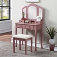 thumbnail image 1 of Luckynote Sanlo Wooden Vanity Make Up Table and Stool Set, Rose Gold, 1 of 10