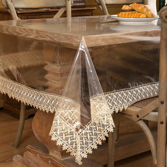 Sanlorige Clear Vinyl Tablecloth Protector Waterproof/Oil-Proof Plastic Square Transparent Sheet Table Cover (54X84 Inch)