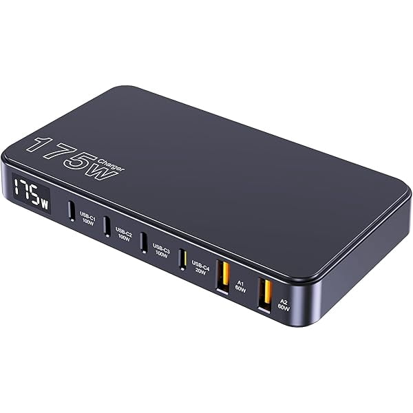 URVNS 240W 8-Port GaN USB C Charging Station – PD 100W, Compact For MacBook, IPhone, Galaxy, IPad – Travel Ready