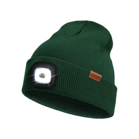 Sanlufa LED Beanie with The Light, Unisex USB Rechargeable Headlamp Winter Knitted Cap Gifts for Men Dad Husband Him