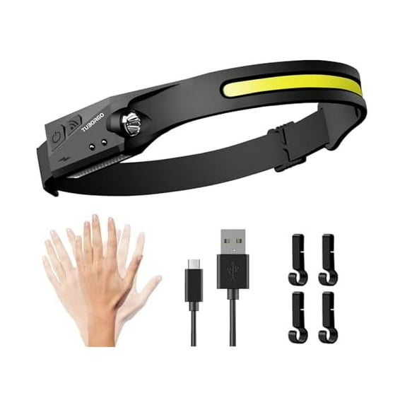 Sanlufa LED Headlamp, Rechargeable Flashlight for Adults, 230 Wide Beam Headlight, Motion Sensor Head Lamp, Adjustable Headband Outdoor Waterproof Head Light for Running