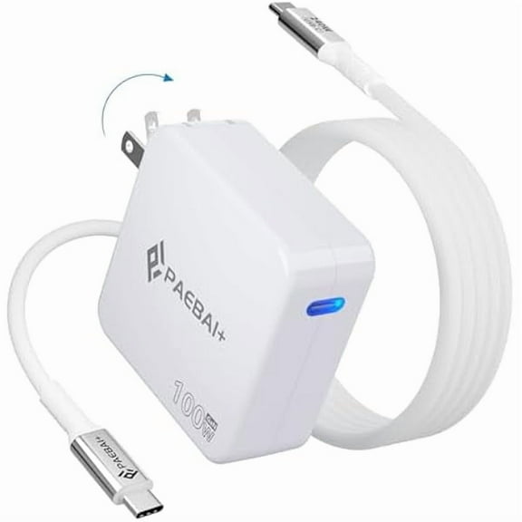 Sanlufa Mac Book Pro Charger 100W USB C Charger GaN Foldable Compact Wall Fast Charger for MacBook Air, iPhone 16 15 Series, Samsung Galaxy, iPad Pro and All USB-C Devices, 6.6ft Type C Cable