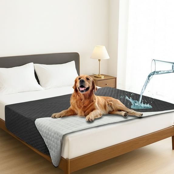 Sanmadrola 100% Double-Sided Waterproof Dog Bed Cover Pet Blanket Sofa Couch Furniture Protector for Kids Children Dog Cat,Black 82''x102''