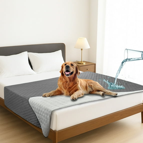 Sanmadrola 100% Double-Sided Waterproof Dog Bed Cover Pet Blanket Sofa Couch Furniture Protector for Kids Children Dog Cat, Gray 82''x82''