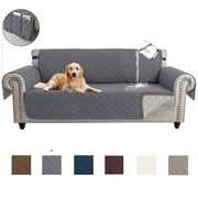 Sanmadrola 100% Waterproof Couch Covers Non-Slip Sofa Cover with Elastic Straps&Silicone Backing Furniture Protector Covers Sofa Slipcovers for Kids Pets Dogs, Gray, Sofa (Three-couch Sofa)