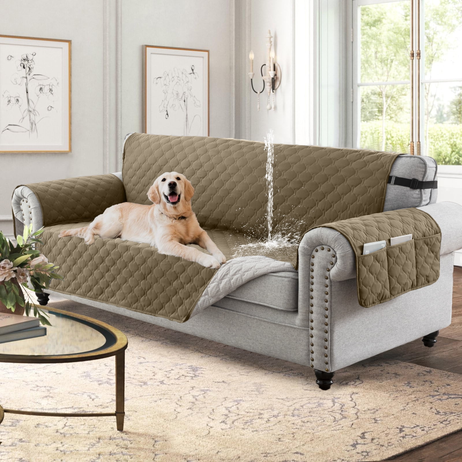 Sanmadrola 100% Waterproof Couch Covers Non-Slip Sofa Cover with ...