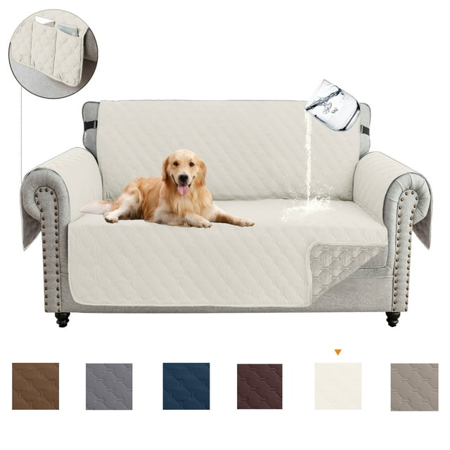 Sanmadrola 100 Waterproof Couch Covers NonSlip Sofa Cover with Elastic Straps&Silicone Backing