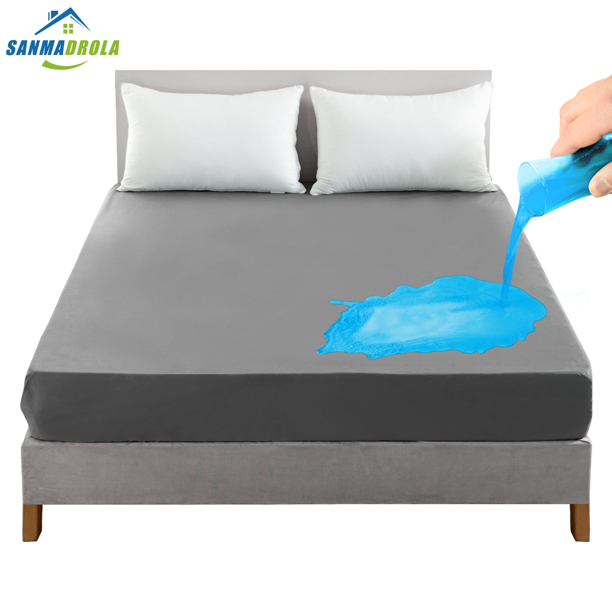 Sanmadrola 100 Waterproof Mattress Protector Fitted Premium Bed Cover