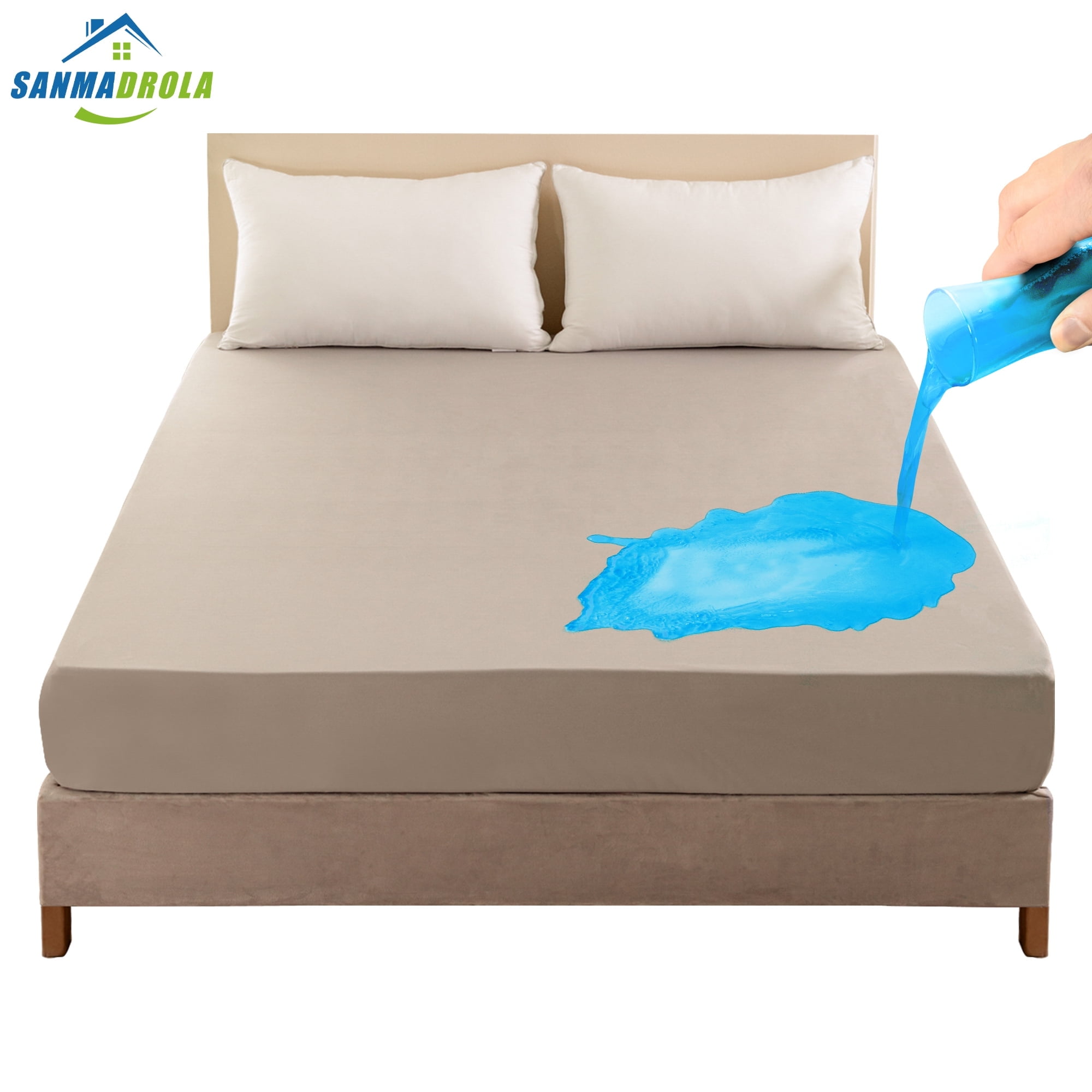 Sanmadrola 100 Waterproof Mattress Protector Fitted Premium Bed Cover