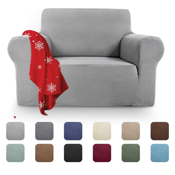 Sanmadrola Couch Covers for Dogs 100% Waterproof Sofa Covers Washable Non Slip Couch Covers Stretchable Machine Washable for Dogs Kids Pets, Light Gray, Chair