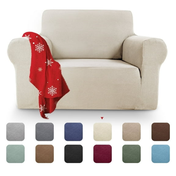 Sanmadrola Couch Covers for Dogs 100% Waterproof Sofa Covers Washable Non Slip Couch Covers Stretchable Machine Washable for Dogs Kids Pets, Beige, Chair