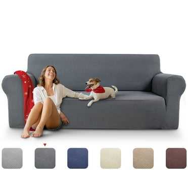 Sanmadrola Couch Covers for Dogs Sofa Covers Washable 100% Waterproof Non Slip Couch Covers Stretchable Machine Washable for Dogs Kids Pets, Dark Gray, Sofa