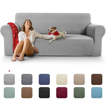 Sanmadrola Couch Covers for Dogs 100% Waterproof Sofa Covers Washable Non Slip Couch Covers Stretchable Machine Washable for Dogs Kids Pets, Light Gray, Sofa