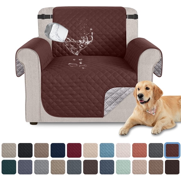 Sanmadrola 100% Waterproof Sofa Cover Anti Slip Couch Cover Machine Washable Slipcover Leakproof Furniture Protector for Dogs Kids Pets, Coffee, Chair