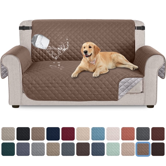 Sanmadrola 100% Waterproof Sofa Cover Anti Slip Couch Cover Machine Washable Slipcover Leakproof Furniture Protector for Dogs Kids Pets, Dark Brown, Loveseat