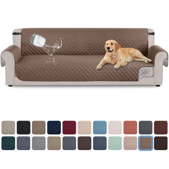 Sanmadrola 100% Waterproof Sofa Cover Anti Slip Couch Cover Machine Washable Slipcover Leakproof Furniture Protector for Dogs Kids Pets, Dark Brown, Oversized Sofa