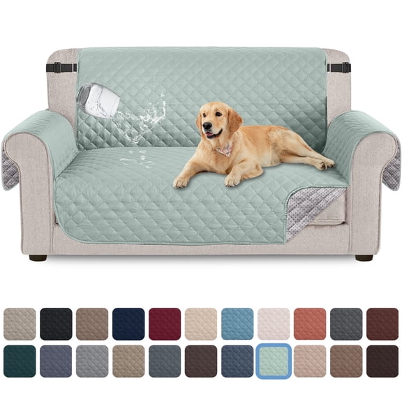 Sanmadrola 100% Waterproof Sofa Cover Anti Slip Couch Cover Machine Washable Slipcover Leakproof Furniture Protector for Dogs Kids Pets, Grass Green, Loveseat
