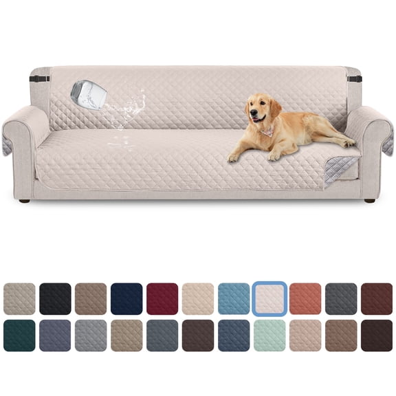 Sanmadrola 100% Waterproof Sofa Cover Anti Slip Couch Cover Machine Washable Slipcover Leakproof Furniture Protector for Dogs Kids Pets, Ivory White, Oversized Sofa