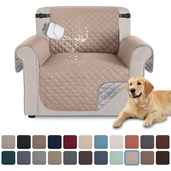 Sanmadrola 100% Waterproof Sofa Cover Anti Slip Couch Cover Machine Washable Slipcover Leakproof Furniture Protector for Dogs Kids Pets, Light Brown, Chair