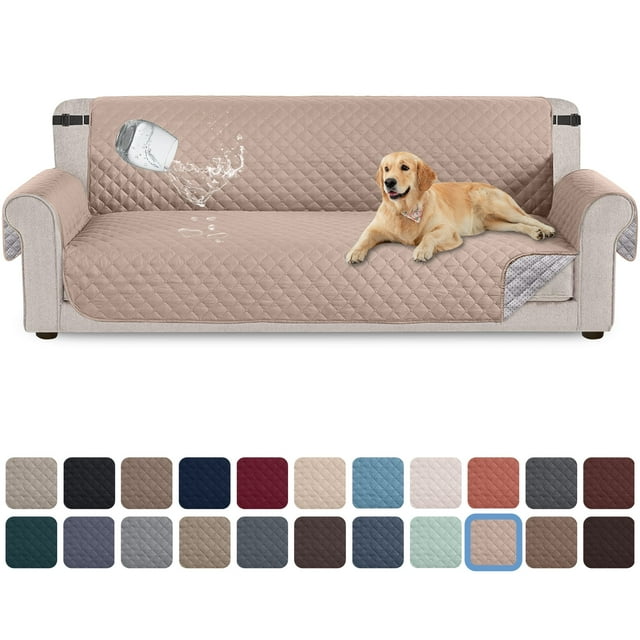 Sanmadrola 100% Waterproof Sofa Cover Anti Slip Couch Cover Machine Washable Slipcover Leakproof Furniture Protector for Dogs Kids Pets, Light Brown, Sofa