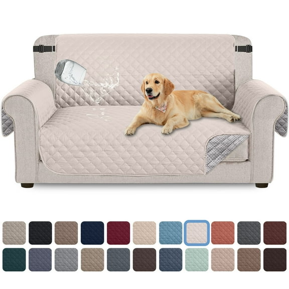 Sanmadrola 100% Waterproof Sofa Cover Anti Slip Couch Cover Machine Washable Slipcover Leakproof Furniture Protector for Dogs Kids Pets, Ivory White, Loveseat