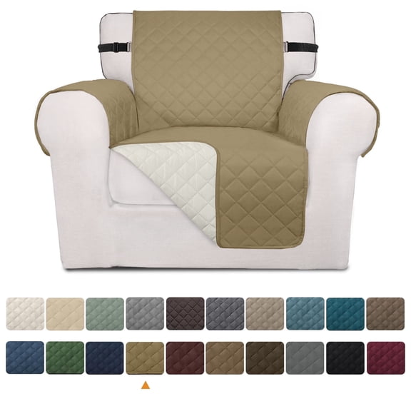 Sanmadrola 100% Waterproof Sofa Cover Machine Washable Couch Cover Non Slip Furniture Protector Slipcover for Dogs, Children, Pets, Chair Size, Light Brown