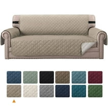 Sanmadrola 100% Waterproof Sofa Cover Machine Washable Couch Cover Non Slip Furniture Protector Slipcover for Dogs, Children, Pets, Loveseat Size, Khaki
