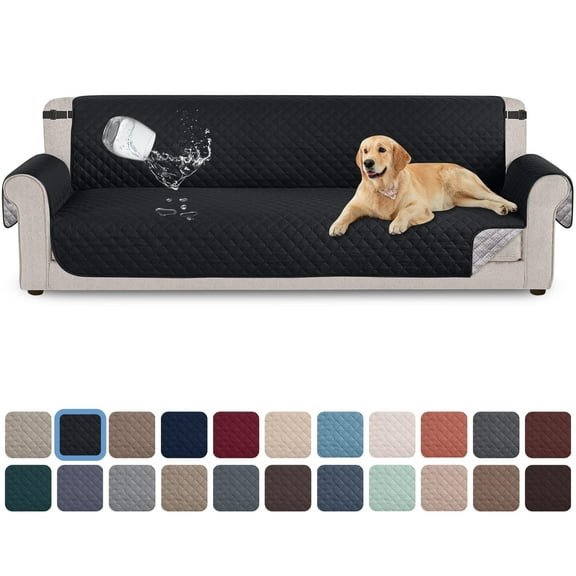 Sanmadrola 100% Waterproof Sofa Cover Non Slip Couch Cover Machine Washable Slipcover Leakproof Furniture Protector for Dogs Kids Pets, Black, Oversized Sofa