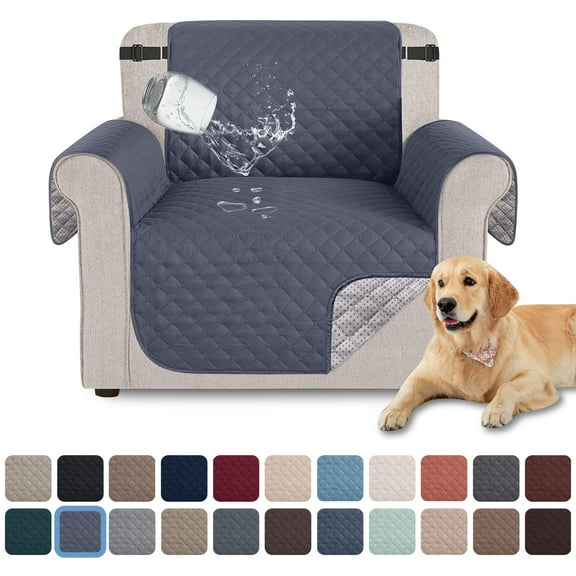 Sanmadrola 100% Waterproof Sofa Cover Non Slip Couch Cover Machine Washable Slipcover Leakproof Furniture Protector for Dogs Kids Pets, Bluish Grey, Chair