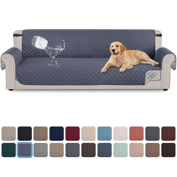Sanmadrola 100% Waterproof Sofa Cover Non Slip Couch Cover Machine Washable Slipcover Leakproof Furniture Protector for Dogs Kids Pets, Bluish Grey, Oversized Sofa