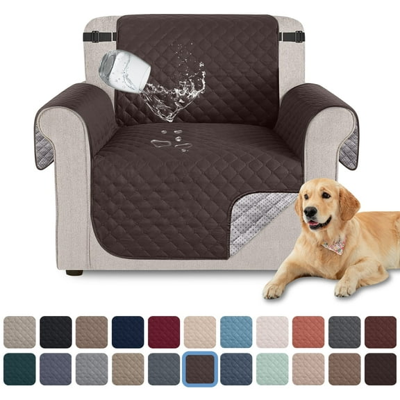 Sanmadrola 100% Waterproof Sofa Cover Non Slip Couch Cover Machine Washable Slipcover Leakproof Furniture Protector for Dogs Kids Pets, Dark Coffee, Chair