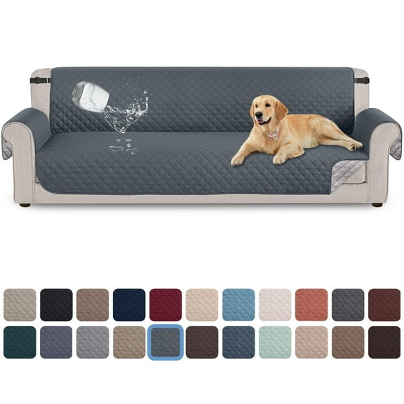 Sanmadrola 100% Waterproof Sofa Cover Non Slip Couch Cover Machine Washable Slipcover Leakproof Furniture Protector for Dogs Kids Pets, Dark Gray, Oversized Sofa
